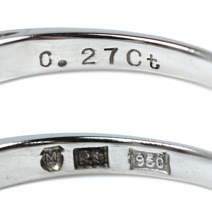 MIKIMOTO ミキモト Pt950プラチナ リング・指輪 ダイヤモンド0.27ct 9.5号 3.4g 一文字 縦爪 レディース【中古】【美品】