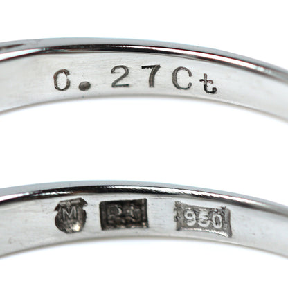 MIKIMOTO ミキモト Pt950プラチナ リング・指輪 ダイヤモンド0.27ct 9.5号 3.4g 一文字 縦爪 レディース【中古】【美品】