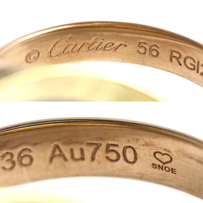 CARTIER カルティエ K18YG イエローゴールド K18WG ホワイトゴールド K18PG トリニティ クラシック リング・指輪 B4052756 15.5号 56 9.2g レディース【中古】【美品】