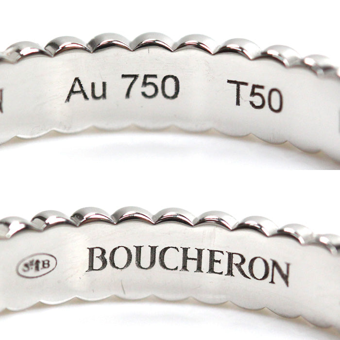 Boucheron ブシュロン K18WG ホワイトゴールド キャトル グログラン スモール リング・指輪 JAL01170 10号 50 2.8g レディース【中古】【美品】