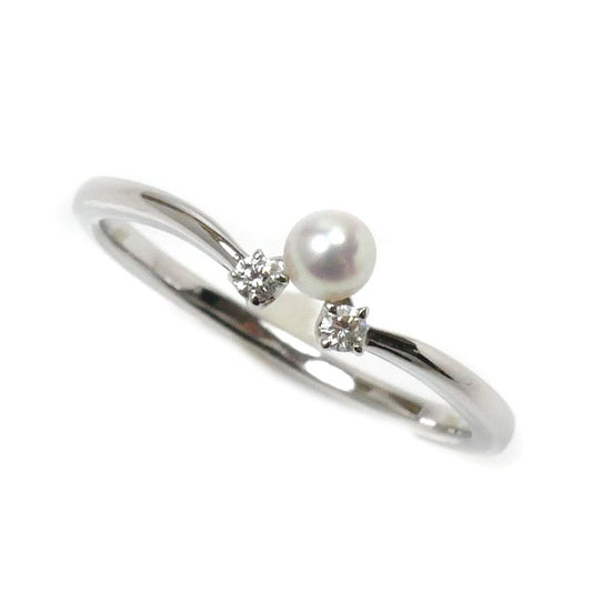 MIKIMOTO ミキモト K18WG ホワイトゴールド リング・指輪 アコヤパール約3.3mm ダイヤモンド 13号 2g レディース【中古】