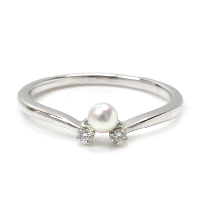 MIKIMOTO ミキモト K18WG ホワイトゴールド リング・指輪 アコヤパール約3.3mm ダイヤモンド 13号 2g レディース【中古】
