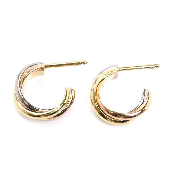 CARTIER カルティエ K18PG ピンクゴールド K18YG イエローゴールド K18WG トリニティ ピアス B8301540 4.6g レディース【中古】【美品】