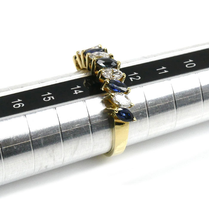 TIFFANY&Co. ティファニー K18YG イエローゴールド マーキス リング・指輪 サファイア ダイヤモンド 13号 3.3g レディース【中古】