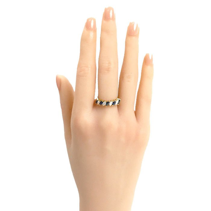 TIFFANY&Co. ティファニー K18YG イエローゴールド マーキス リング・指輪 サファイア ダイヤモンド 13号 3.3g レディース【中古】