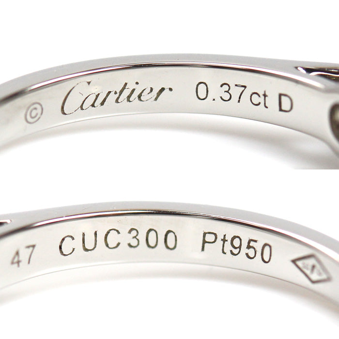 CARTIER カルティエ Pt950プラチナ ソリテール 1895  1Pダイヤ リング・指輪 ダイヤモンド0.37ct 7号 47 3.5g レディース【中古】【美品】