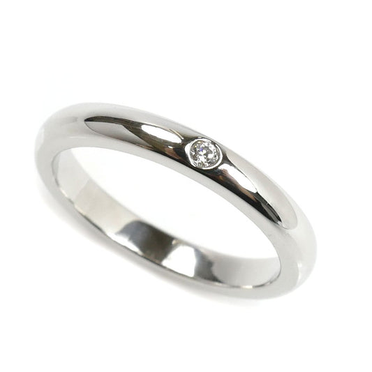 TIFFANY&Co. ティファニー Pt950プラチナ スタッキングバンド 1Pダイヤ リング・指輪 ダイヤモンド 9.5号 4.9g レディース【中古】【美品】