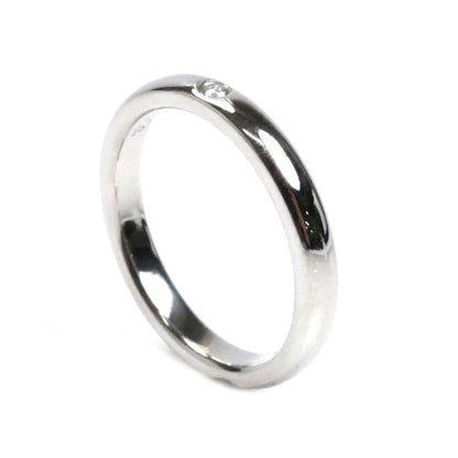 TIFFANY&Co. ティファニー Pt950プラチナ スタッキングバンド 1Pダイヤ リング・指輪 61096841 ダイヤモンド 9号 4.8g レディース【中古】【美品】