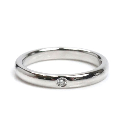 TIFFANY&Co. ティファニー Pt950プラチナ スタッキングバンド 1Pダイヤ リング・指輪 61096841 ダイヤモンド 9号 4.8g レディース【中古】【美品】