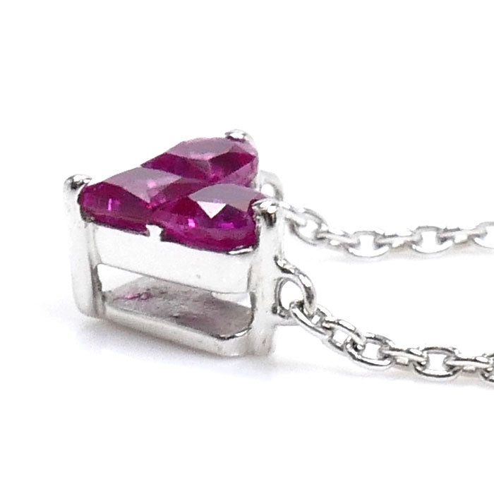STAR JEWELRY スタージュエリー K18WG ホワイトゴールド ミステリアスハート ネックレス ルビー0.25ct 1.9g 37～40cm レディース【中古】