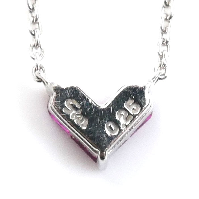 STAR JEWELRY スタージュエリー K18WG ホワイトゴールド ミステリアスハート ネックレス ルビー0.25ct 1.9g 37～40cm レディース【中古】