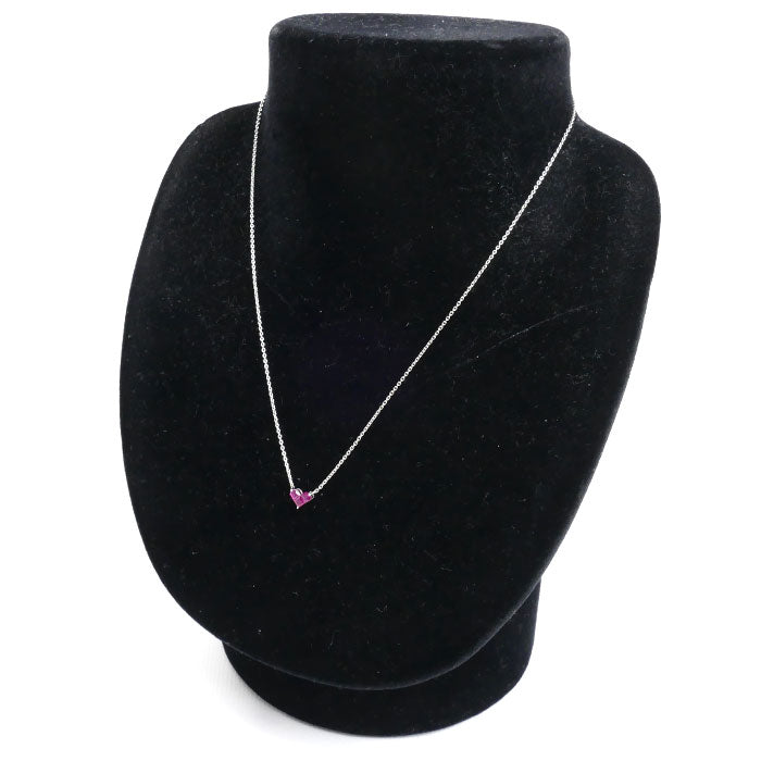 STAR JEWELRY スタージュエリー K18WG ホワイトゴールド ミステリアスハート ネックレス ルビー0.25ct 1.9g 37～40cm レディース【中古】