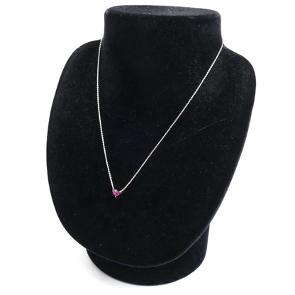 STAR JEWELRY スタージュエリー K18WG ホワイトゴールド ミステリアスハート ネックレス ルビー0.25ct 1.9g 37～40cm レディース【中古】