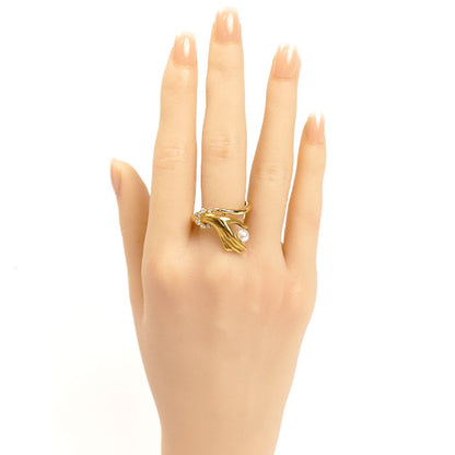 Carrera y Carrera カレライカレラ K18YG イエローゴールド パール ダイヤ リング・指輪 パール約5.2mm ダイヤモンド 20号 8.0g レディース【中古】