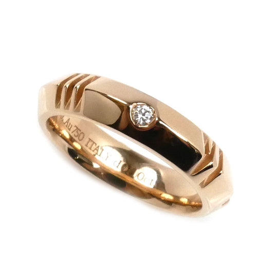 TIFFANY&Co. ティファニー K18PG ピンクゴールド アトラス X クローズド ナロー リング・指輪 ダイヤモンド0.10ct 10.5号 6.4g レディース【中古】【美品】