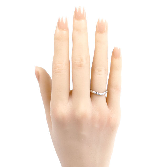 TIFFANY&Co. ティファニー Pt950プラチナ カーブドバンド リング・指輪 ダイヤモンド 7.5号 3.3g レディース【中古】【美品】