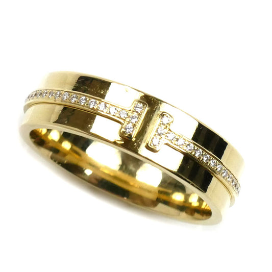 TIFFANY&Co. ティファニー K18YG イエローゴールド T TWO ナロー ワイド リング・指輪 60150866 ダイヤモンド 14号 7.7g レディース【中古】