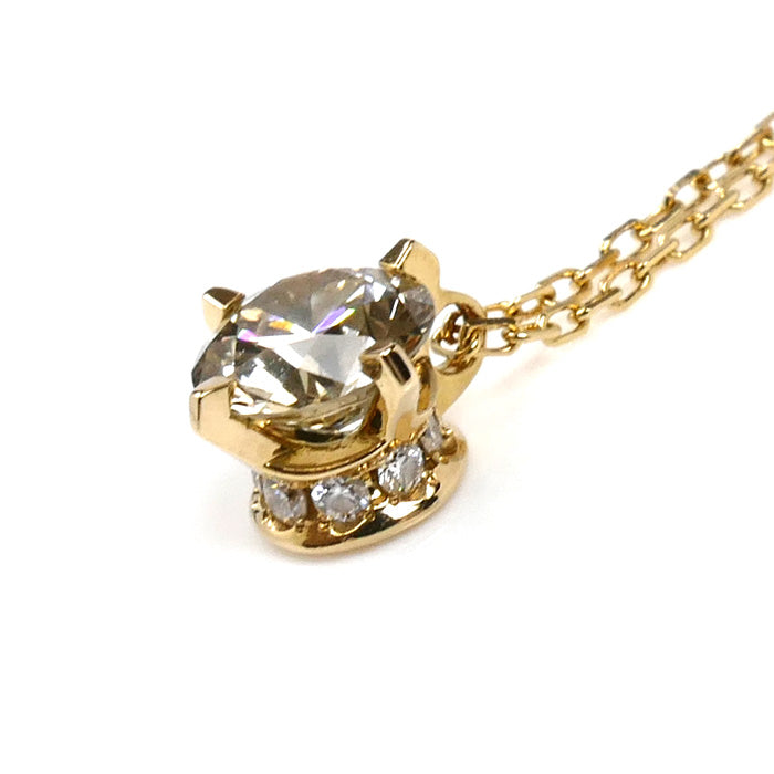 カシケイ K18YG イエローゴールド ソリティア ネックレス ダイヤモンド0.36ct/0.01ct 1.5g ～45cm レディース【中古】