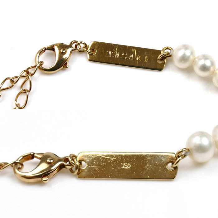 TASAKI タサキ K18YG イエローゴールド リファインド リベリオン ブレスレット パール約4.6mm 5.6g 17～22cm レディース【中古】