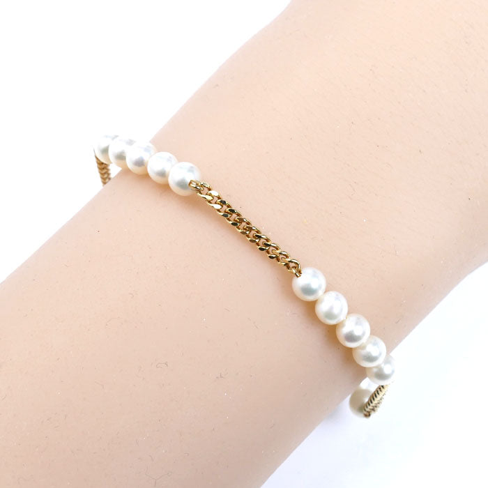 TASAKI タサキ K18YG イエローゴールド リファインド リベリオン ブレスレット パール約4.6mm 5.6g 17～22cm レディース【中古】