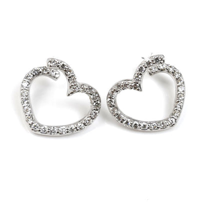 Ponte Vecchio ポンテヴェキオ K18WG ホワイトゴールド ハート ピアス ダイヤモンド0.23ct/0.23ct 2.9g レディース【中古】