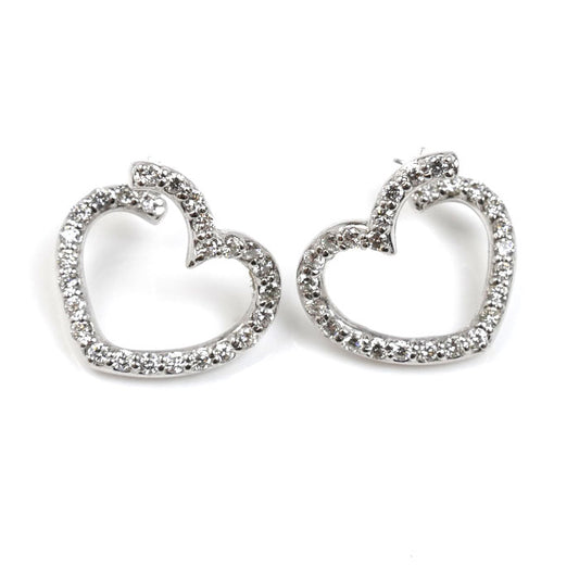 Ponte Vecchio ポンテヴェキオ K18WG ホワイトゴールド ハート ピアス ダイヤモンド0.23ct/0.23ct 2.9g レディース【中古】