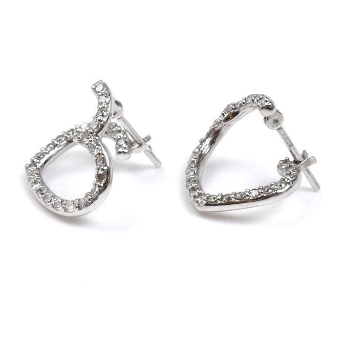 Ponte Vecchio ポンテヴェキオ K18WG ホワイトゴールド ハート ピアス ダイヤモンド0.23ct/0.23ct 2.9g レディース【中古】