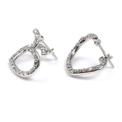 Ponte Vecchio ポンテヴェキオ K18WG ホワイトゴールド ハート ピアス ダイヤモンド0.23ct/0.23ct 2.9g レディース【中古】