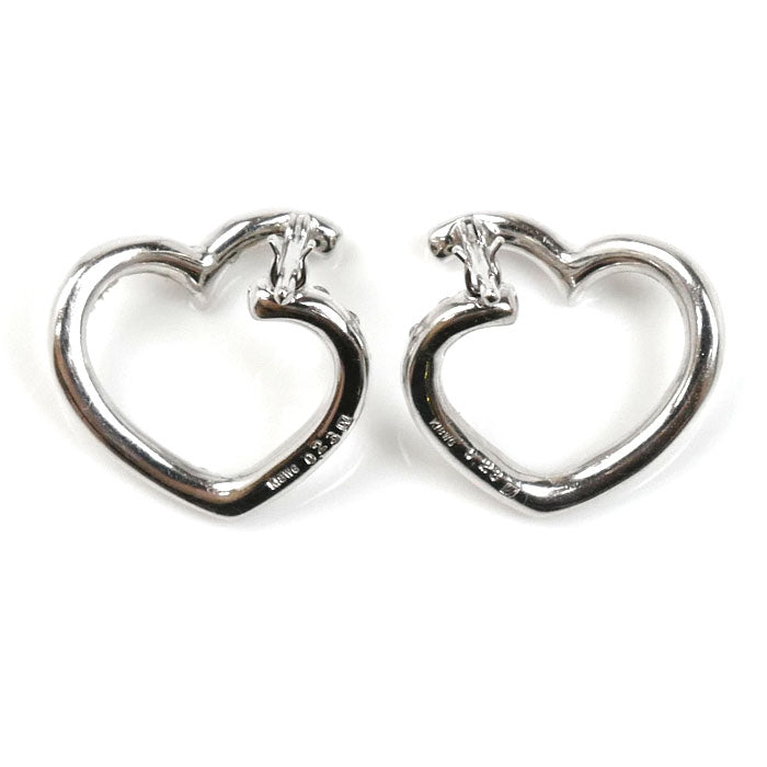 Ponte Vecchio ポンテヴェキオ K18WG ホワイトゴールド ハート ピアス ダイヤモンド0.23ct/0.23ct 2.9g レディース【中古】