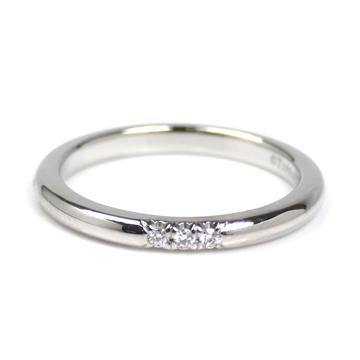 TIFFANY&Co. ティファニー Pt950プラチナ クラシック 3P ダイヤ バンドリング リング・指輪 ダイヤモンド 7.5号 3.2g レディース【中古】【美品】