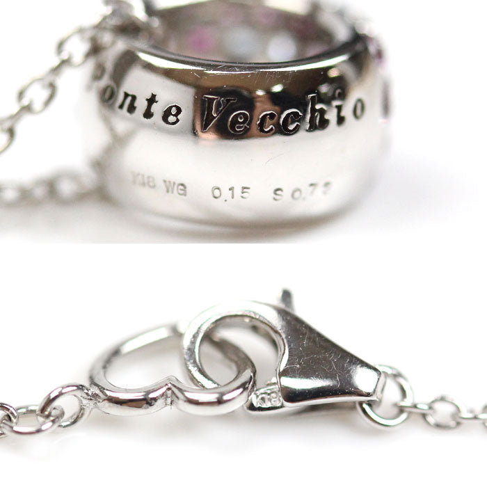Ponte Vecchio ポンテヴェキオ K18WG ホワイトゴールド カラーサファイア ネックレス サファイア0.73ct ダイヤモンド0.15ct 5.2g 36/40cm レディース【中古】【美品】