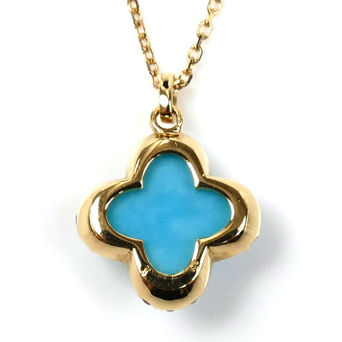 Vendome Aoyama ヴァンドーム青山 K18YG イエローゴールド ネックレス AGVN598940TQ ターコイズ ダイヤモンド クォーツ 2.3g 37.5/40cm レディース【中古】