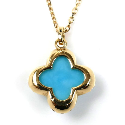 Vendome Aoyama ヴァンドーム青山 K18YG イエローゴールド ネックレス AGVN598940TQ ターコイズ ダイヤモンド クォーツ 2.3g 37.5/40cm レディース【中古】