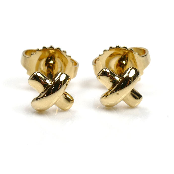 TIFFANY&Co. ティファニー K18YG イエローゴールド クロスステッチ ピアス 1.3g レディース【中古】