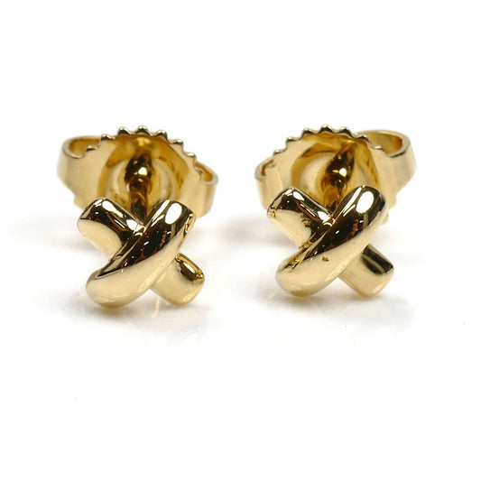 TIFFANY&Co. ティファニー K18YG イエローゴールド クロスステッチ ピアス 1.3g レディース【中古】