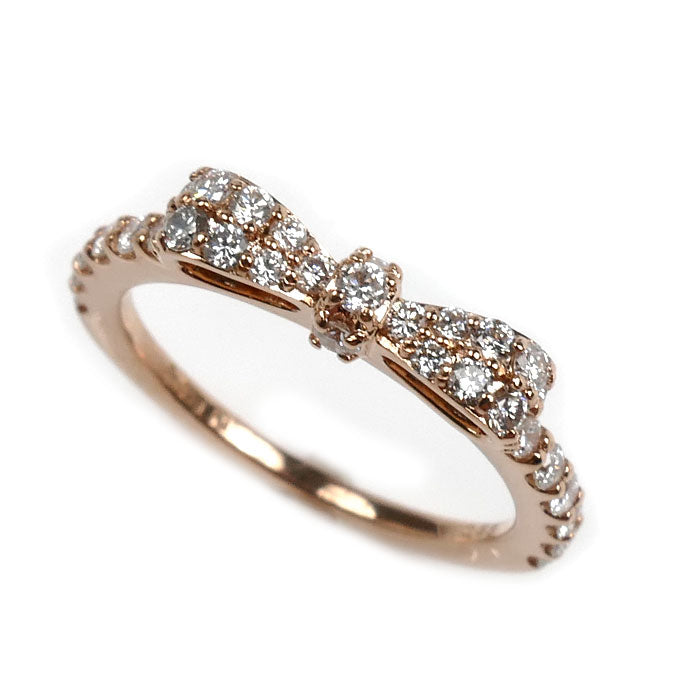 Ponte Vecchio ポンテヴェキオ K18PG ピンクゴールド リボン リング・指輪 GL1111R001WDPG ダイヤモンド0.33ct 2号 1.8g ピンキーリング レディース【中古】【美品】