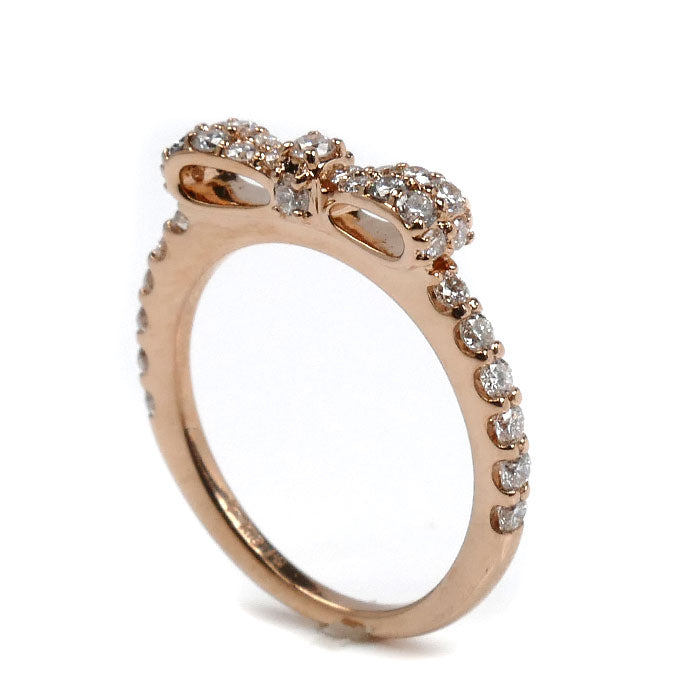 Ponte Vecchio ポンテヴェキオ K18PG ピンクゴールド リボン リング・指輪 GL1111R001WDPG ダイヤモンド0.33ct 2号 1.8g ピンキーリング レディース【中古】【美品】