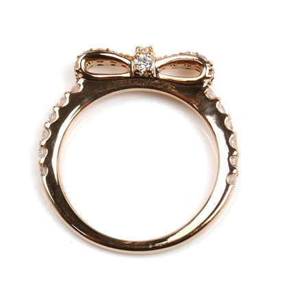 Ponte Vecchio ポンテヴェキオ K18PG ピンクゴールド リボン リング・指輪 GL1111R001WDPG ダイヤモンド0.33ct 2号 1.8g ピンキーリング レディース【中古】【美品】