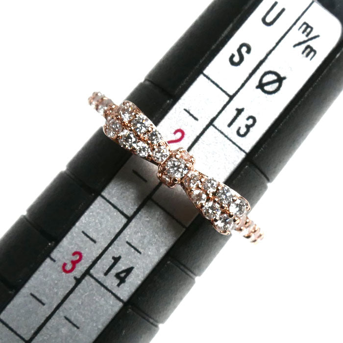 Ponte Vecchio ポンテヴェキオ K18PG ピンクゴールド リボン リング・指輪 GL1111R001WDPG ダイヤモンド0.33ct 2号 1.8g ピンキーリング レディース【中古】【美品】