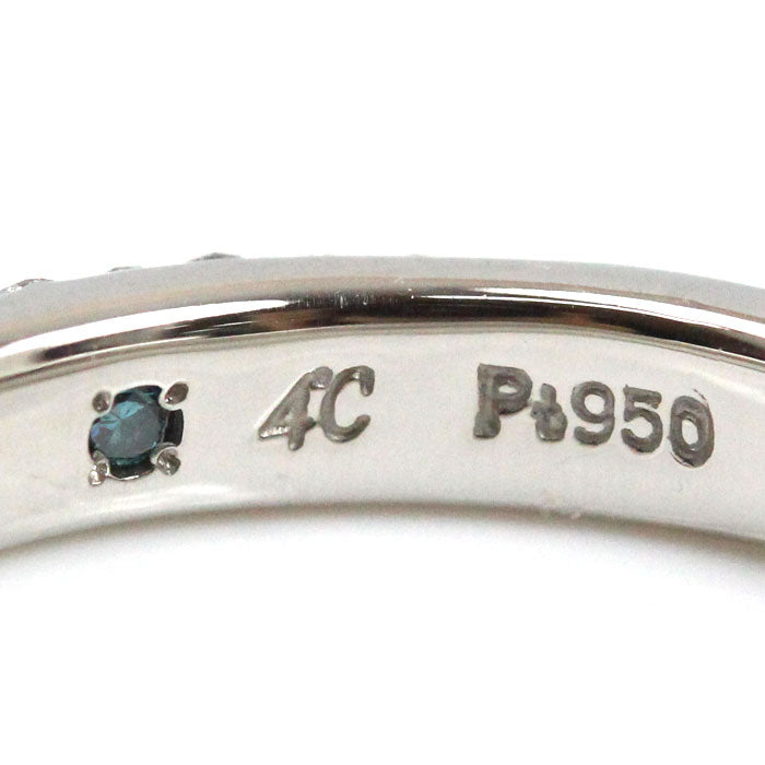 4℃ ヨンドシー Pt950プラチナ ハーフエタニティ ダイヤ リング・指輪 ダイヤモンド 7号 47 4.4g レディース【中古】【美品】