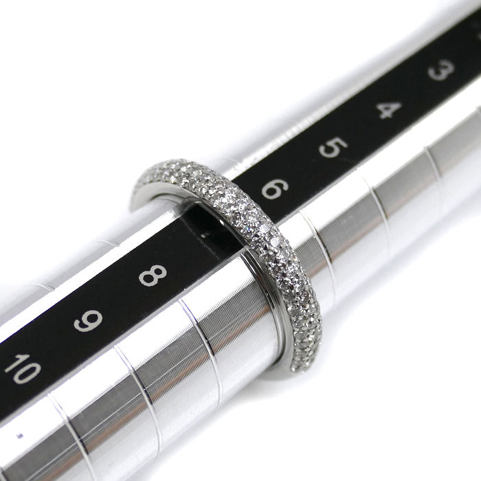 4℃ ヨンドシー Pt950プラチナ ハーフエタニティ ダイヤ リング・指輪 ダイヤモンド 7号 47 4.4g レディース【中古】【美品】