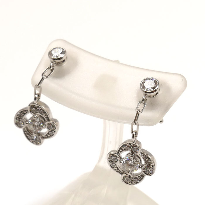 MONNICKENDAM モニッケンダム K18WG ホワイトゴールド ダイヤ イングリッシュローズ ピアス YJ1022 ダイヤモンド0.24ct/0.24ct 2.8g レディース【中古】