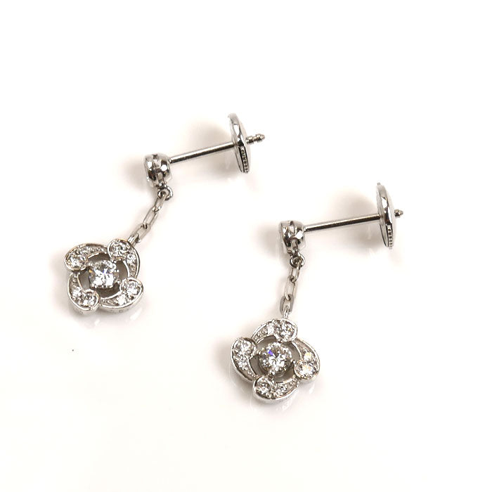 MONNICKENDAM モニッケンダム K18WG ホワイトゴールド ダイヤ イングリッシュローズ ピアス YJ1022 ダイヤモンド0.24ct/0.24ct 2.8g レディース【中古】