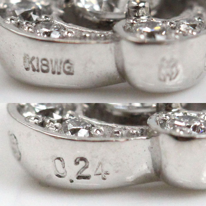 MONNICKENDAM モニッケンダム K18WG ホワイトゴールド ダイヤ イングリッシュローズ ピアス YJ1022 ダイヤモンド0.24ct/0.24ct 2.8g レディース【中古】