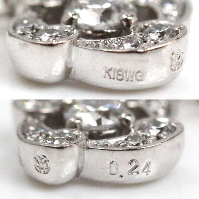 MONNICKENDAM モニッケンダム K18WG ホワイトゴールド ダイヤ イングリッシュローズ ピアス YJ1022 ダイヤモンド0.24ct/0.24ct 2.8g レディース【中古】