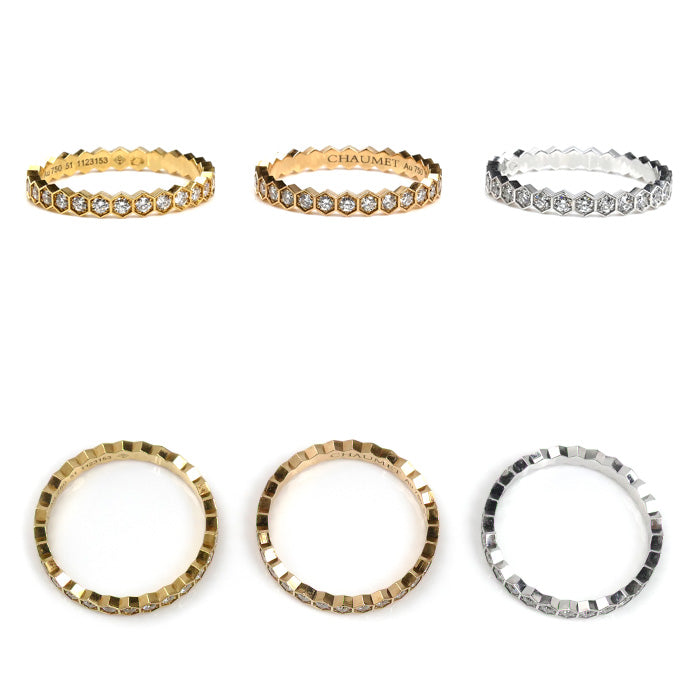 Chaumet ショーメ K18YG/PG/WG ビーマイラブ ダイヤ 3本セット リング・指輪 081934/081935/081891 ダイヤモンド 10.5号 51 4.8g レディース【中古】