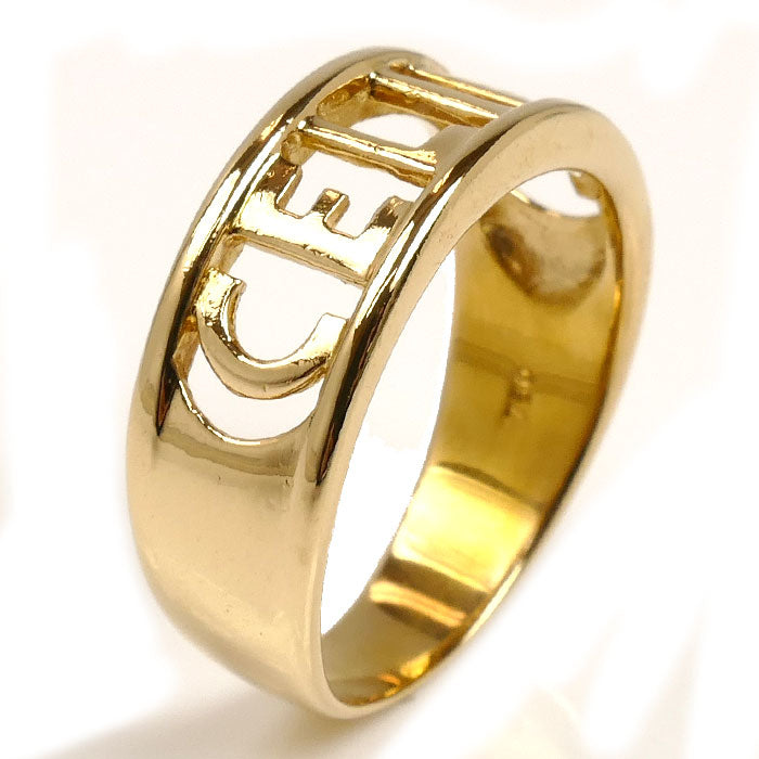 CELINE セリーヌ K18YG イエローゴールド ロゴ リング・指輪 12号 4.4g レディース【中古】