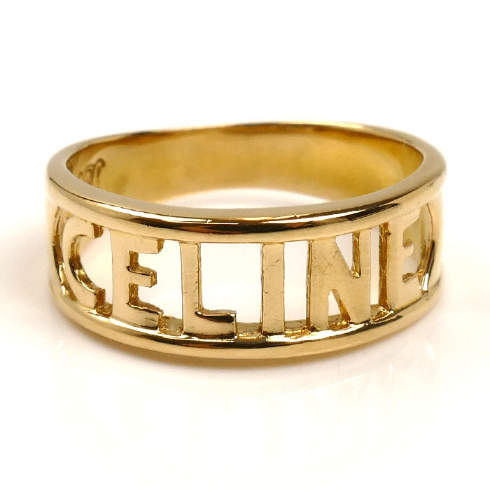 CELINE セリーヌ K18YG イエローゴールド ロゴ リング・指輪 12号 4.4g レディース【中古】