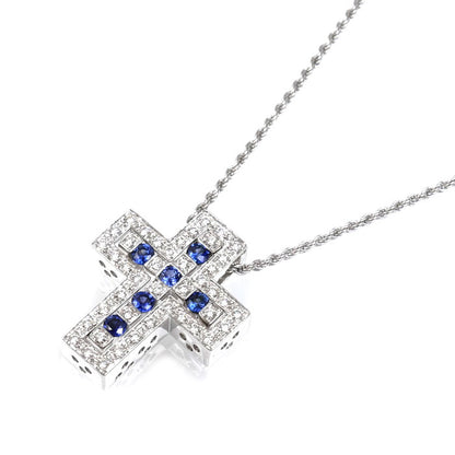Damiani ダミアーニ K18WG ホワイトゴールド ベルエポック クロス ネックレス サファイア ダイヤモンド 10.0g 45cm ユニセックス【中古】【美品】