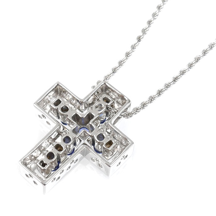 Damiani ダミアーニ K18WG ホワイトゴールド ベルエポック クロス ネックレス サファイア ダイヤモンド 10.0g 45cm ユニセックス【中古】【美品】